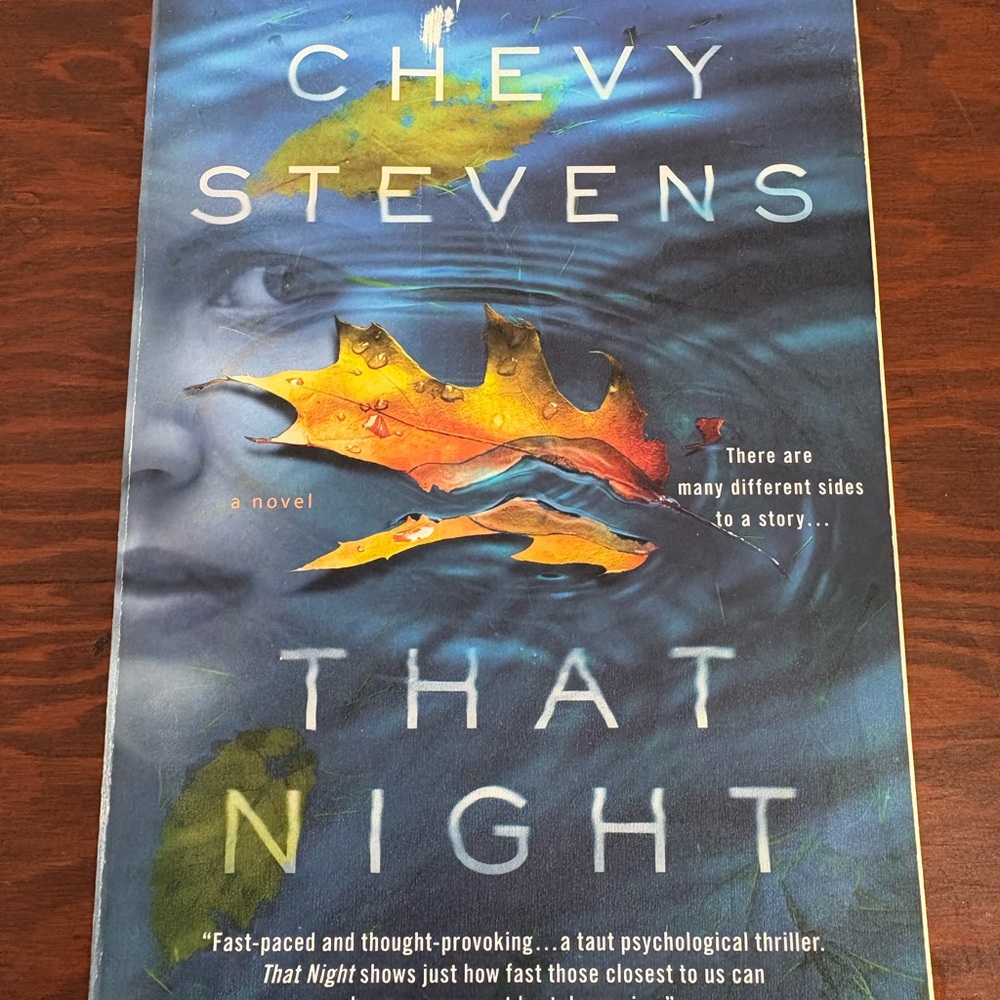That Night by Chevy Stevens - Blue Cover with Autumn Leaf
